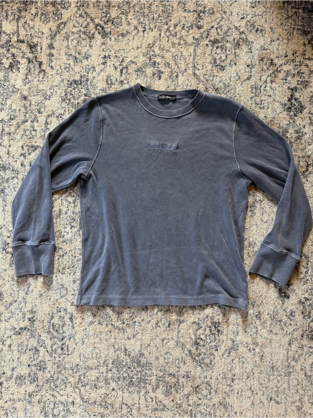 Men's Long Sleeve Crewneck Shirt - Faded Blue